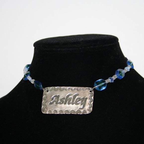 ASHLEY blue and silver necklace 13"